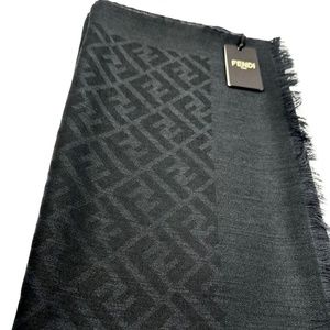 New with tags FENDI scarf black wool silk